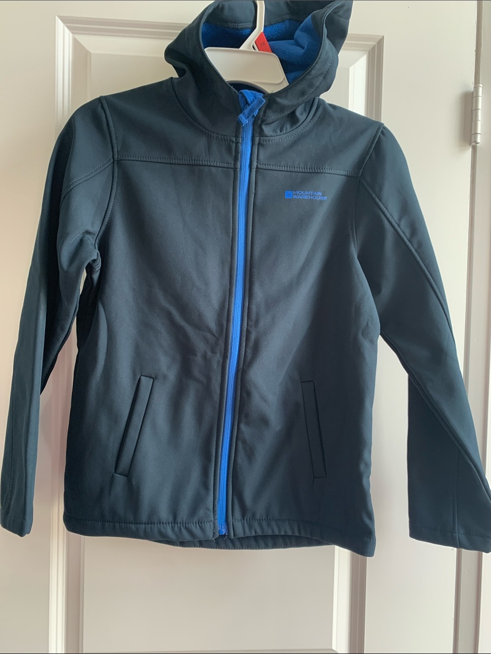 Mountain Warehouse Kids' Navy Softshell Fleece lined Jacket with hood